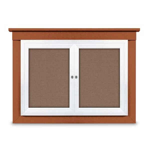 24"x36" 1-Door Enclosed Letterboard, Grey Felt/Cherry
